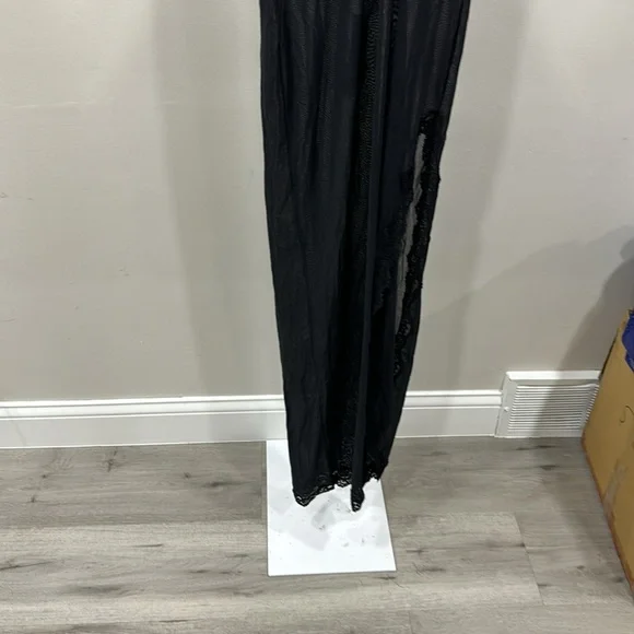 SKIMS Summer Mesh Lace Deep Plunge Long Dress | Onyx - Picture 7 of 7